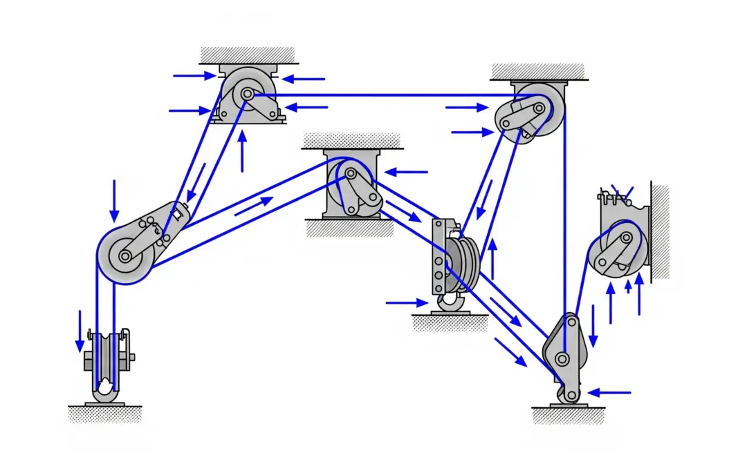 Système de Poulies Multiples et Tensions des Cordes